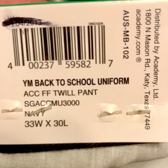 NWT Young Mens Flat Front Navy School Uniform Pants 33 x 30 - Picture 7 of 9